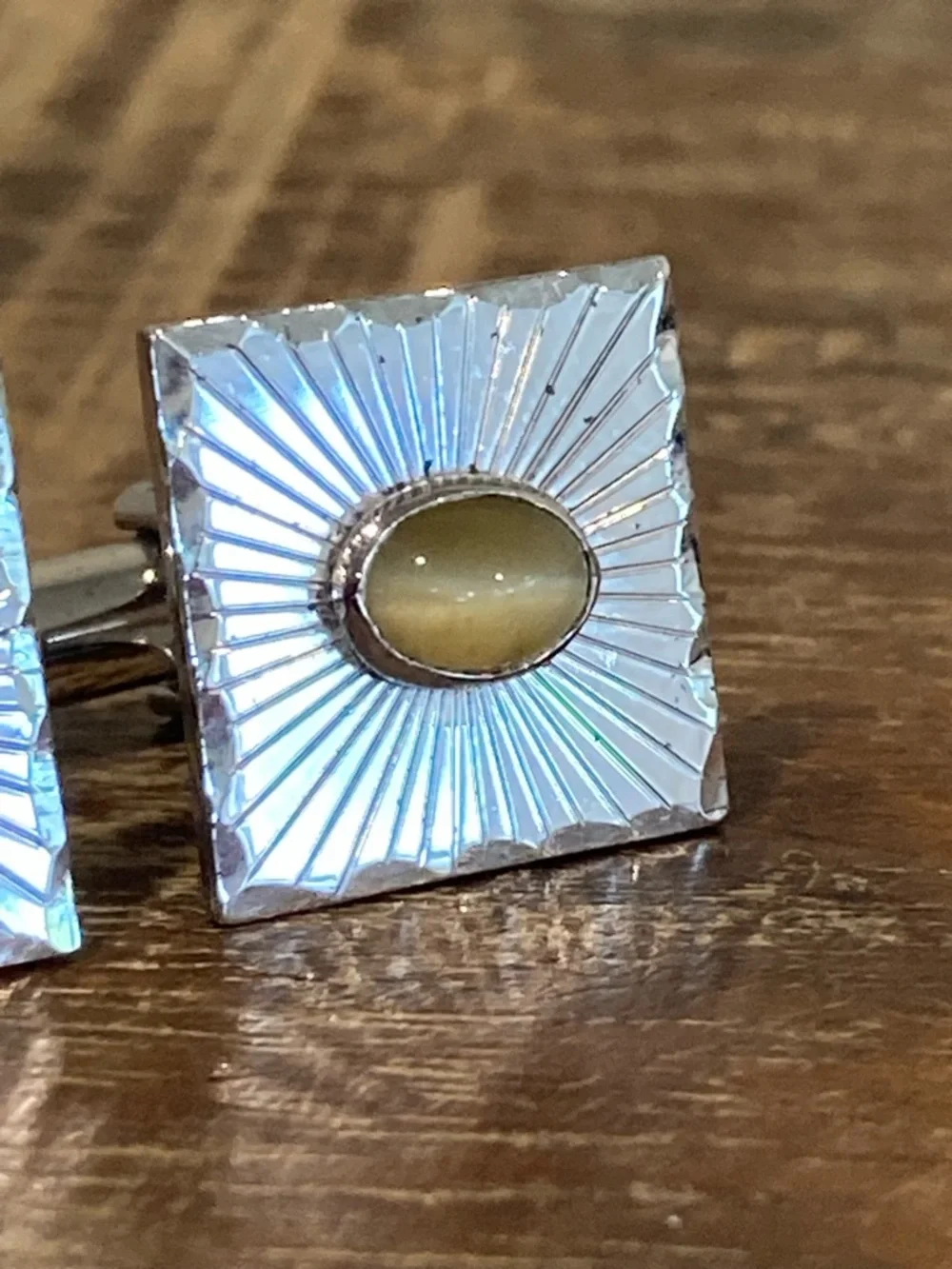 Simmons Sterling Silver Cufflinks Tigers Eye Vintage Square Western Style - Picture 14 of 16
